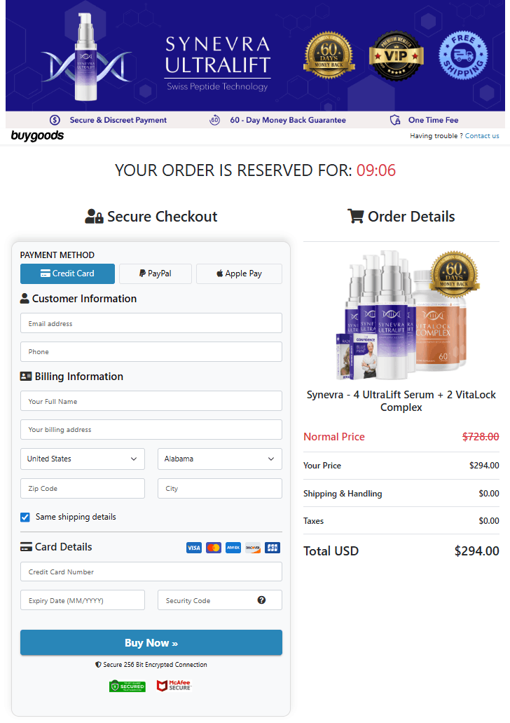 Synevra UltraLift order form